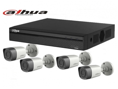 Dahua vaizdo stebėjimo komplektas. 4 IP kameros ir įrašymo įrenginys
